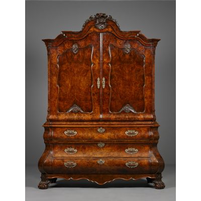 Dutch Louis XV burr walnut cabinet