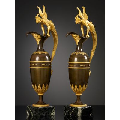 Pair of large Empire Ewers, attributed to Claude Galle