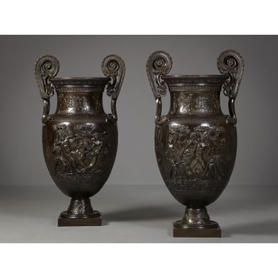 Paar Grote Bronzen Sierurnen, Jean-Désiré Ringel d'Illzach