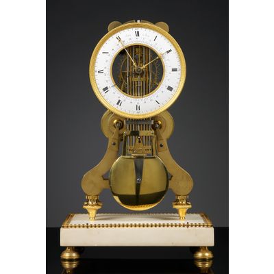 French Louis XVI Skeleton Clock, Robert Robin