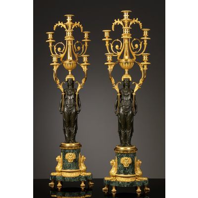 Pair of Large French Empire Candelabra