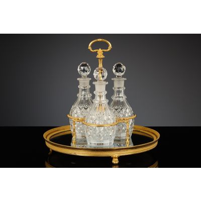 French Empire Surtout with Three Crystal Decanters