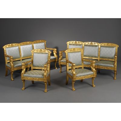 Italian Empire Salon, consisting of two canape's and two armchairs