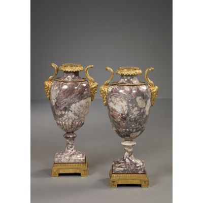 Pair of Italian Louis XVI mounted Marble Vases