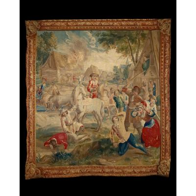 Brussels Wall Tapestry depicting The Plundering, attributed to Jérome le Clerc and Jacques van der Bocht I