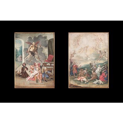 Two German Vanitas Gouache Paintings