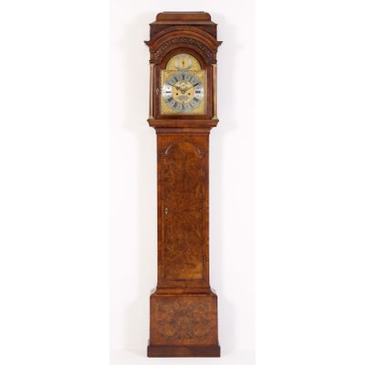 English George II Burr Elm Longcase Clock