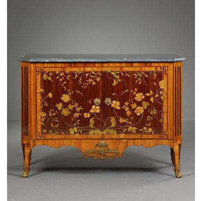 Hollandse Transition commode met bloemenmarqueterie