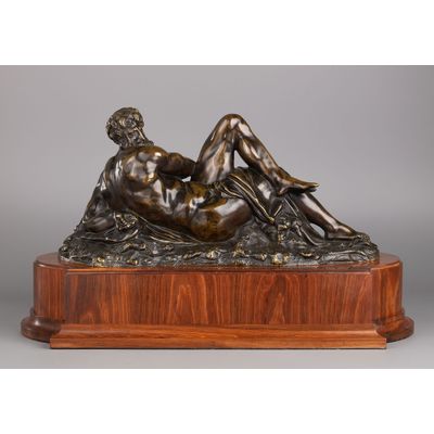 Frans bronzen sculptuur van De Dag naar Michelangelo