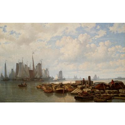 Vissersschepen op het IJ bij Amsterdam