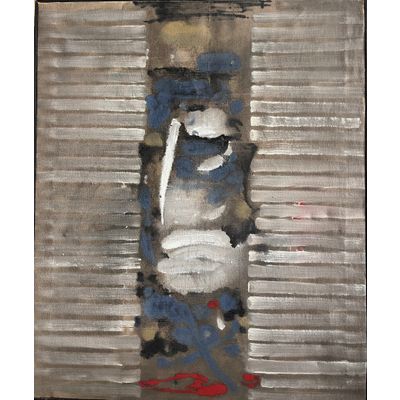 Xavier Krebs, abstract oil painting on linen canvas, 1990