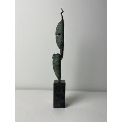 Pierre Lumey, patinated bronze sculpture titled 'Zuidenwind', 1987