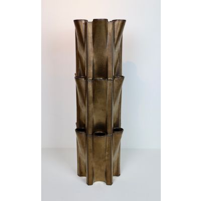 Jan van der Vaart, bronze glazed 3-piece stoneware