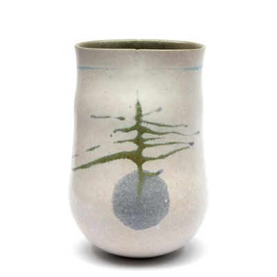 Hans de Jong, 'Poldervaas', 1983, aardewerk 1220 graden, met een delicaat en kenmerkend glazuur