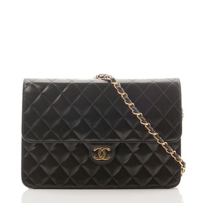 Chanel Black Quilted Lambskin Leather Flap Bag