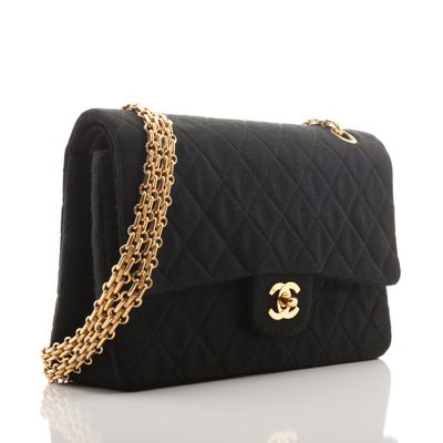 Chanel Double Flap Bag in Black Quilted Jersey