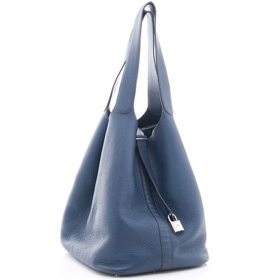 Hermès 'Picotin Lock TGM' Bag in Blue Clemence Leather