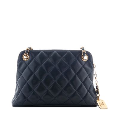 Chanel Schoudertas in Blauw Gematelasseerd Kalfsleder