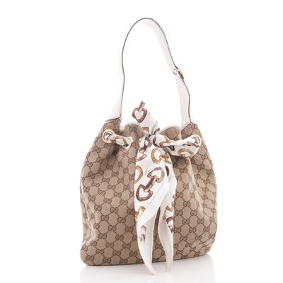 Gucci 'Positano' Scarf Bag in Ivory Canvas 