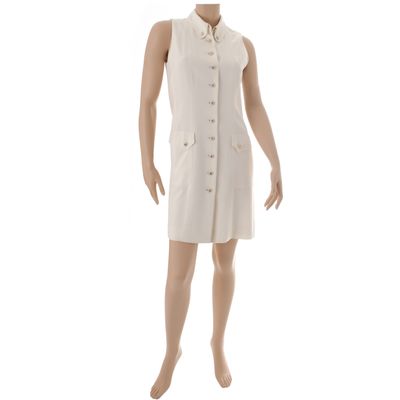 Chanel Off White Sleeveless Button Down Dress 97P