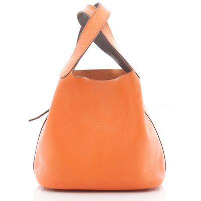 Hermès 'Picotin Lock PM' Bag in Orange Clemence Leather