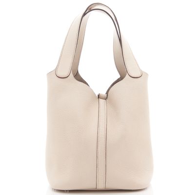 Hermès 'Picotin Lock MM Bag' in  Off White Clemence Leather