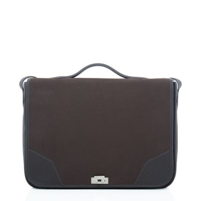 Hermès Musette in Coffee Brown Color Leather and Canvas