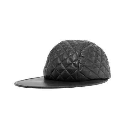 Chanel Black Quilted Leather Baseball Cap