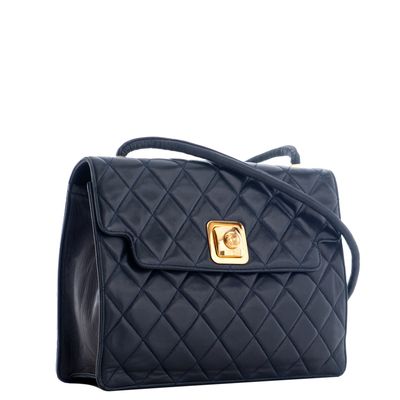 Chanel Vintage Blue Quilted Leather Shoulder Bag
