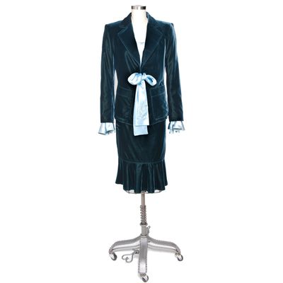 Tom Ford for Yves Saint Laurent Petrol Blue Velvet Ensemble 2003