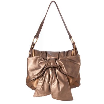 Yves Saint Laurent Metallic Bronze Bow Shoulder Bag