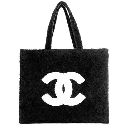 Chanel Black Quilted Terry Cloth Tote