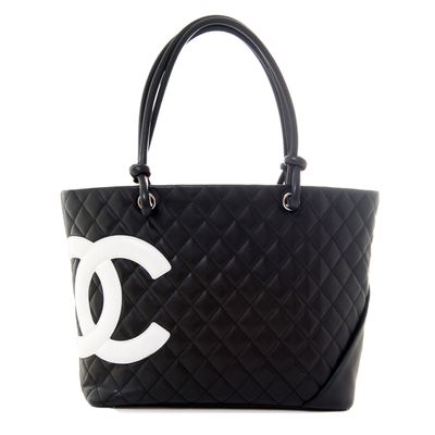 Chanel Black Leather Ligne Cambon Tote Bag