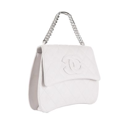 Chanel White Quilted Leather Handbag