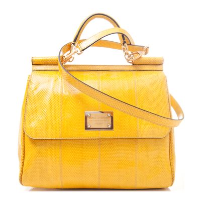 Dolce & Gabbana Yellow Snake Skin Miss Sicily Bag