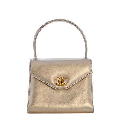 Chanel Mini Kelly Flap Handtas Goudkleurig Leer