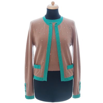 Chanel Cashmere Twinset with Clear Sequins 96A