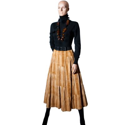 Valentino Weasel Fur Flared Skirt 