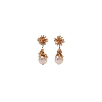 Christian Lacroix Anemone Pearl Drop Clip On Earrings