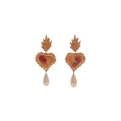 Christian Lacroix Faux Pearl Heart Drop Earrings