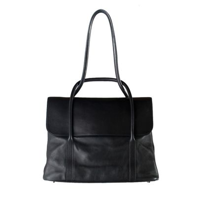 Hermès Initiale Black Leather Shoulder Bag