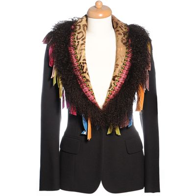 John Galliano Wool Brown Fringe Blazer