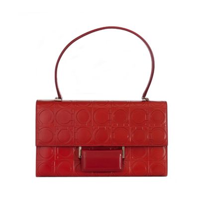 Salvatore Ferragamo Red Leather Gancini Flap Bag