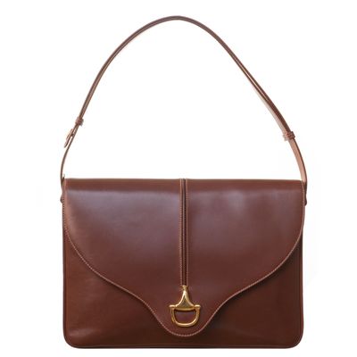 Gucci Brown Leather Horsebit Flap Shoulder Bag