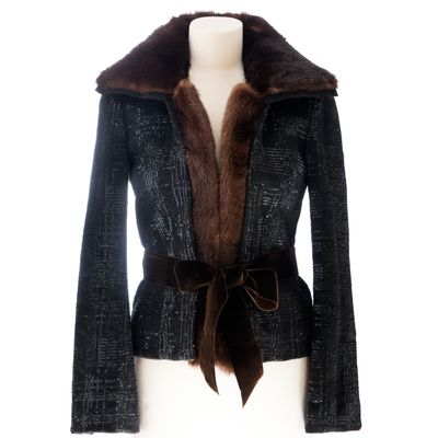 Dolce & Gabbana 'Special Edition' Tweed Blazer with Sequins Fur Trim