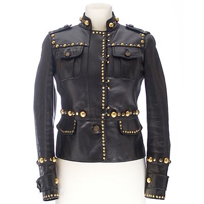 Gucci Black Leather Studded Jacket