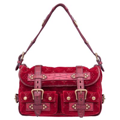 Louis Vuitton Red Velour Clyde Mon Shoulder Bag - Limited Edition