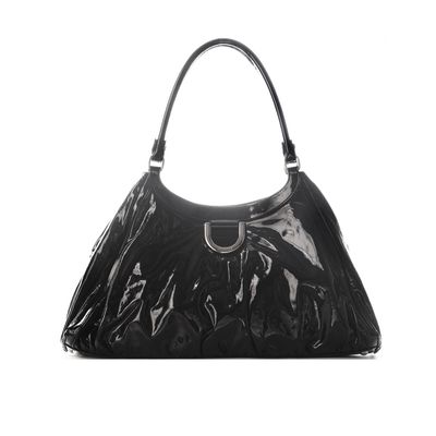 Gucci Black Patent Leather D Ring Hobo Bag