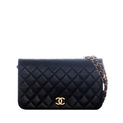 Chanel Black Leather Quilted Full Flap Bag