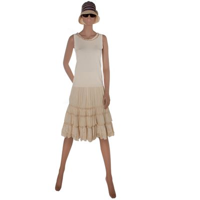  Blumarine  Sandcolor Lace and Cotton Ruffle Skirt and Top